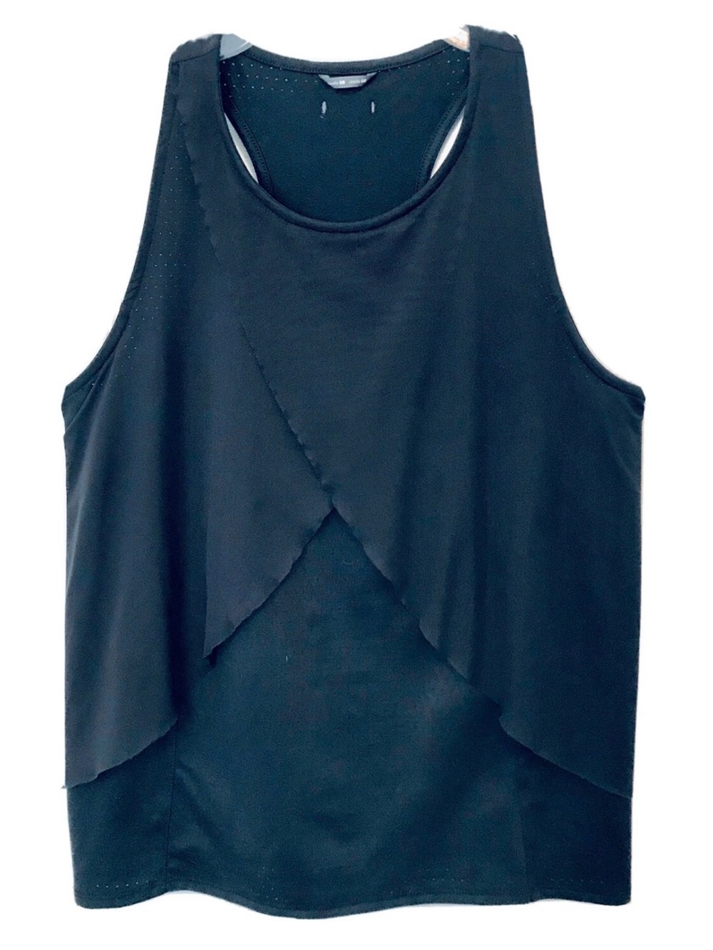 Oiselle Womens Size 8 Black Layover Front Activewear Racerback Athletic Tank Top